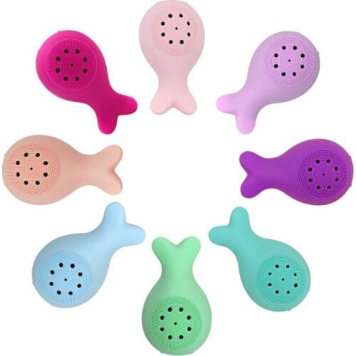 1pc 8 Colors Silicone Facial Washing Brush Whale Shape Face Cleansing Massage Pore Cleanser Exfoliator Scrub Cleaning Brush
