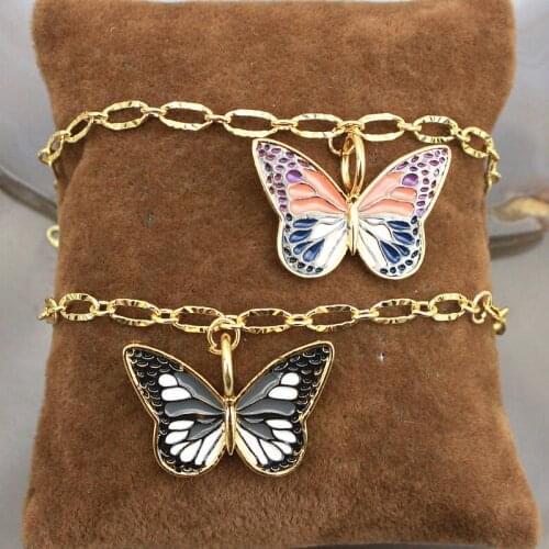 10pcs/lot New design colorful enamel charm bracelet,plated butterfly shape enamel jewelry,popular bracelet cheap wholesale