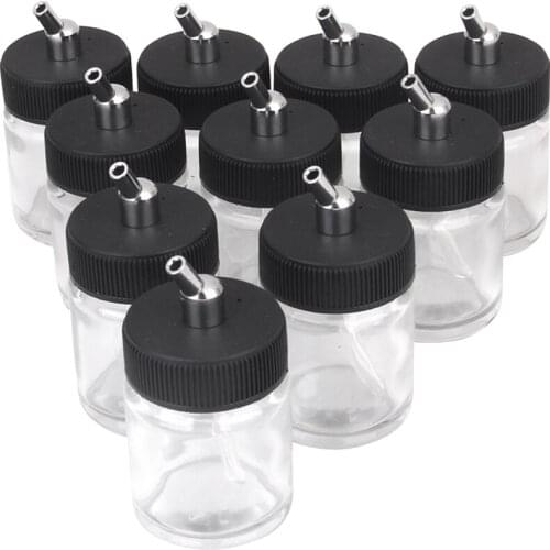 10pcs Airbrush Glass Bottle Air Brush Depot Airbrushing Accessories Jar 22cc Standard Suction Lid