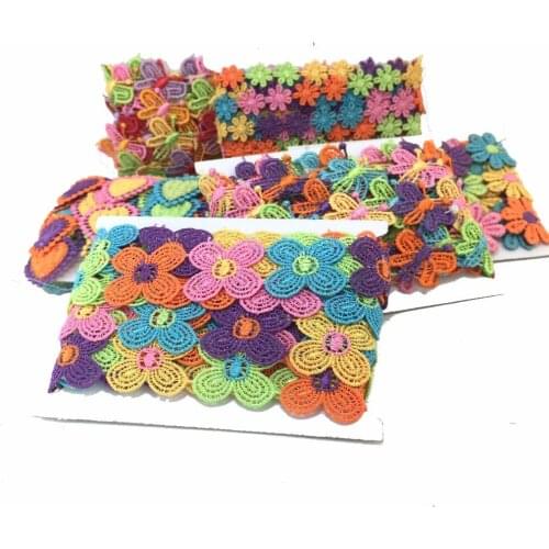 5yards/card colorful embroidered daisy flower lace trim sewing crafts baby scrapbooking dolls DIY chemical lace water soluble