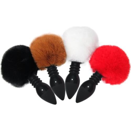 Dingye Butt Plug with Crystal Jewelry Smooth Touch Stainless Steel Bunny Tail Anal Plug No Vibration Anal Sex Toys for Woman Men