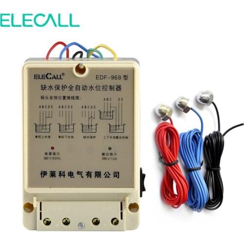 ELECALL EDF-96B AC380V Water Automatic Level Controller Electronic Water Liquid Level Detection Sensor Water Pump Controller
