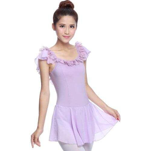 Adult Girls Sleeveless Cotton Tulle Tutu Ballet Dance Leotard Chiffon Skirt Gymnastics Performance Costumes Tutu Dress Princess