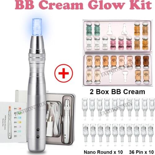 Home use BB Cream Glow Ampoule Treatment Kit Korea BB Cream Dr pen Machine Set With Needles For Skin Brightening Whitening Serum