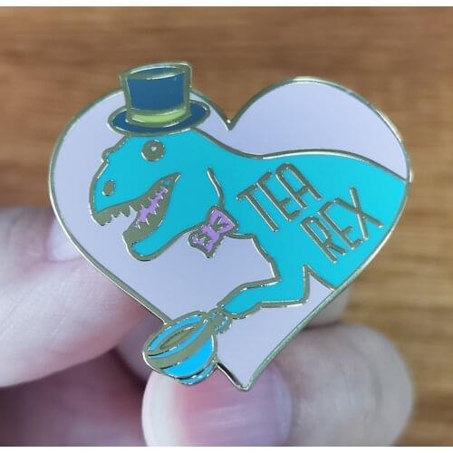 Tea rex pun Brooch Don't Worry I'm mostly armiess Enamel Pin Jewelry