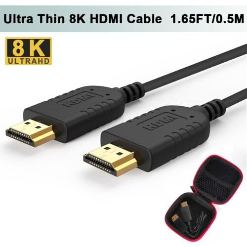 FOINNEX Ultra Thin HDMI Cable 48Gbps 1.65FT 8K@60Hz Super Flexible Slim HDMI 2.1 Cord High Speed HDR for HD TV Box Projector PS4