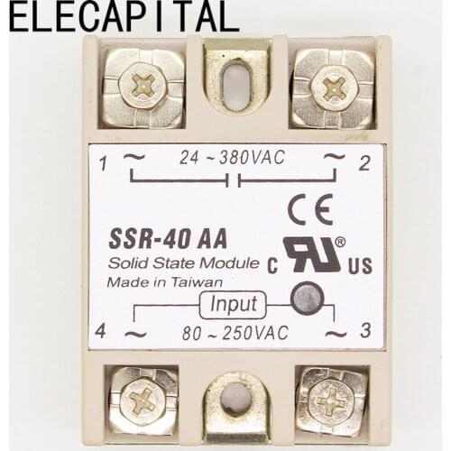 1 pcs SSR-40 AA AC-AC Metal Base Solid State Relay Moudle SSR-40AA 40A Output AC 24-380V Good Quality Wholesale Hot Sale Promot