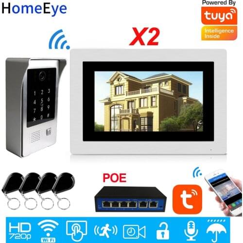 IP Video Door Phone WiFi Video Intercom Tuya App Unlock Password+IC Card 1-2POE Door Access Control Home Security Smart Doorbell