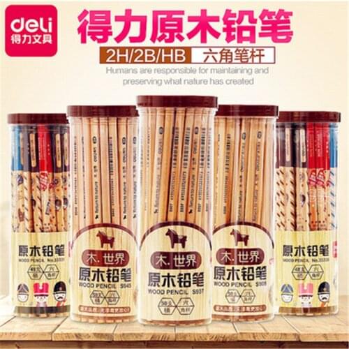 DL Right stationery S907 S908 pencil 2B HB six corner barrel 50 raw wood pencil student supplies wholesale Stationery office
