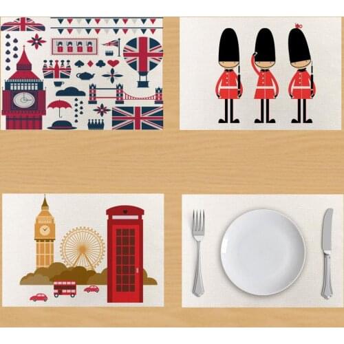 England Style London Table Mat London Linen Table Napkin Coffee Tea Towel Coaster Placemat Table Decor onderzetters posavasos