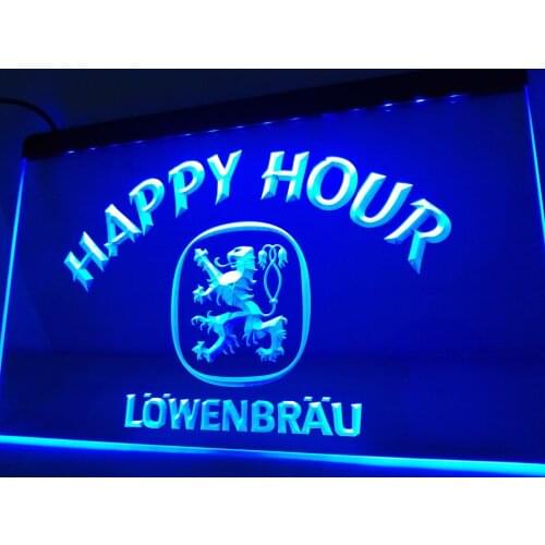 LA623- Lowenbrau Happy Hour Beer Bar LED Neon Light Sign home decor crafts