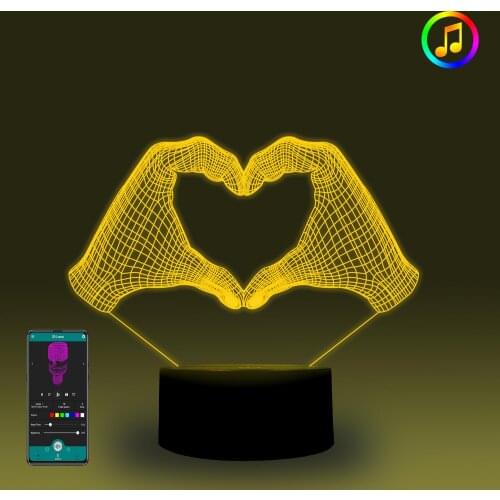 Heart Shape 3D Illusion Lamp Smart Night Light Bedroom Decoration Bedside lamp Valentines Day Gift