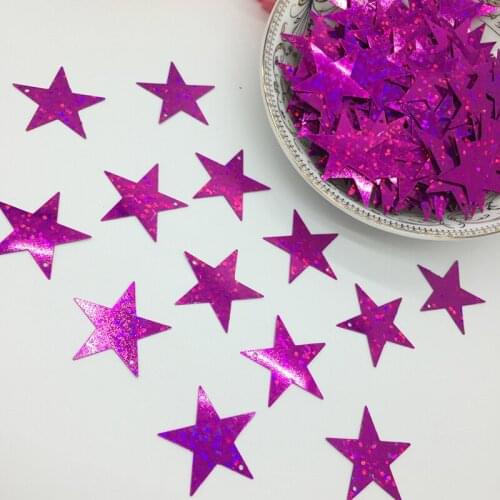 LNHOME 50g/Lot 25mm Laser Rose Red Star Sequins Loose Flat PVC Paillette With Side Hole Garment Accessories