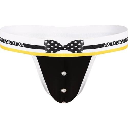 Men Maid Waitress Underwear Costume Tuxedo Lingerie Sissy Panties Soft Modal Open Butt T-back Tuxedo G-string Briefs Underwear