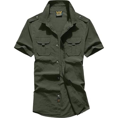 Mens Shirts Lightweight Tactical Slim Fit Shirts Breathable Outdoor Casual Army Military Male Waterproof Quick Dry Cargo Shirt