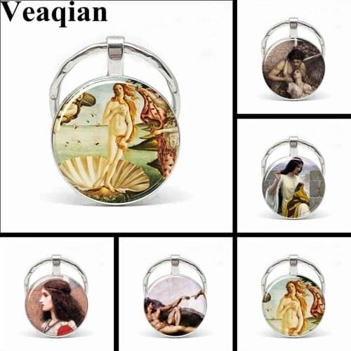 New Handmade Jewelry Keychain Glass Dome Pendant Genesis Mural Picture Friendship Keyring Gift