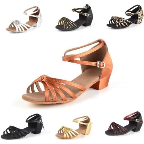 Wholesale Childr Latin Dance Shoes Girls Acrobatics Shoe sneakers Satin Soft Bottom Flat With Children Latin Dance Shoes Sports