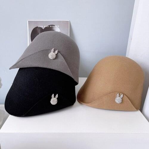 2021 Autumn Winter New Australian Wool Felt Hats For Women Female Cute Rabbit Top Hat Retro Wool Hat Fedora Hat Sombrero Mujer