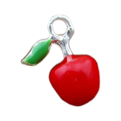 Red Enamel Apple Alloy charm Pendants 25Pcs/lot Fashion Jewelry DIY Fit Bracelets Necklace 15x 18mm A-523
