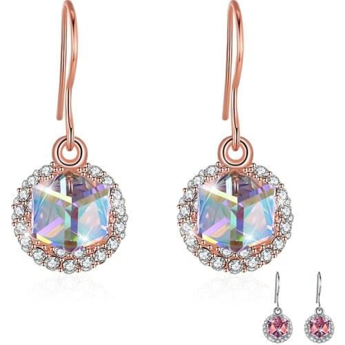 SILVERHOO 925 Sterling Silver Womens Drop Earrings Geometric Double-Sided Austria Crystal Earring Wedding Fine Jewelry On Sale