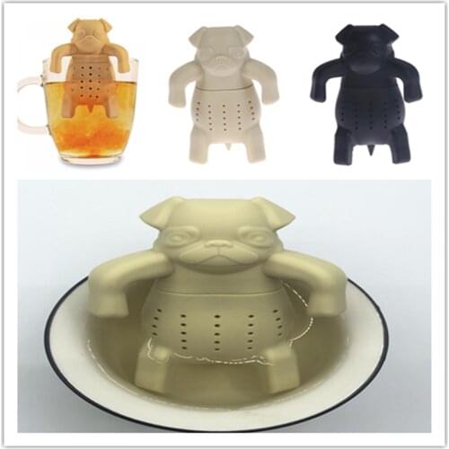 1Piece Lovely Tea Strainers Pug In A Mug Silicone Tea Infuser Kawai Portable Dog Tea Strainers