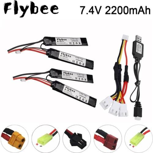 Tamiya Water Gun Lipo Battery 7.4v 2200mAh Split Connection for battery for Airsoft BB Air Pistol Electric Toys Gun Parts
