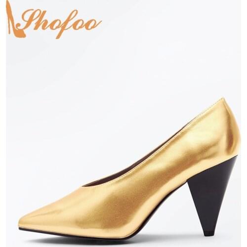 Casual Shoes Women Ladies Adult Basic Pumps Slip-on Solid Pointed Toe Hige Spike Heels Mature Spring/Autumn 2021 Plus Size 12 16