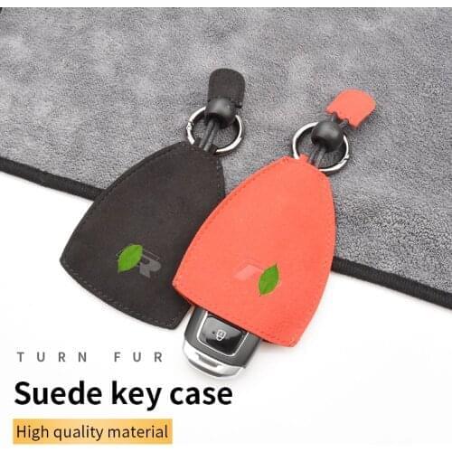 Suede Imprint R Logo Key Case Key Cover for Volkswagen Polo Eos Golf MK4 MK5 MK6 MK7 Mk8 Beetle Caddy Tiguan Bora Accessories