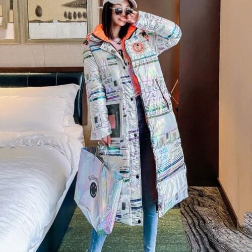 Plus Size Clothing Hooded Jacket Woman Winter 2021 Thick Harajuku Print Snow Coat Female Long Puffer Jackets Waterproof Parkas