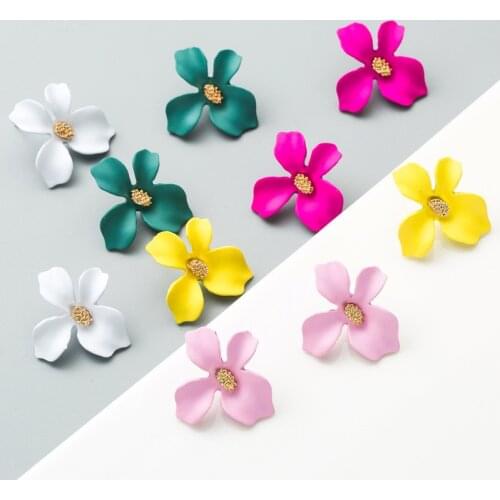 TIMEONLY Korean Fashion Double Floral Dangle Earrings Bohemia Style Delicate Alloy Charms Earring for Women Ladies Jewellery