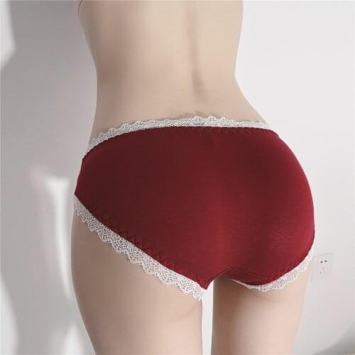 Female Cute Underpants Ladies Intimates Low Waist Lingerie Lolita Panties Women Lace kawaii Sexy Underwear Bowknot Cotton Briefs