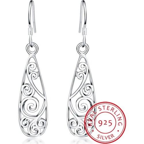 Wholesale Personality Fashion OL Woman Girl Party Wedding Vintage Silver Hollowed 925 Sterling Silver Earrings YE261
