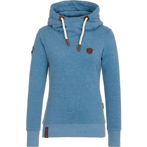 Womens Winter Thickening Plus Velvet Hooded Sweater Stitched Warm Hooded Blue Sweater Long Sleeve Loose Sweater XXL