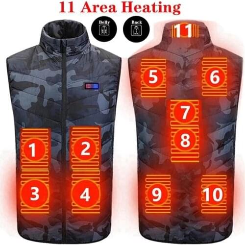 New 11 Heated Vest Jacket Fashion Men Women Coat Clothes Camouflage Electric Heating Thermal Warm Clothes Winter Heated Hunting