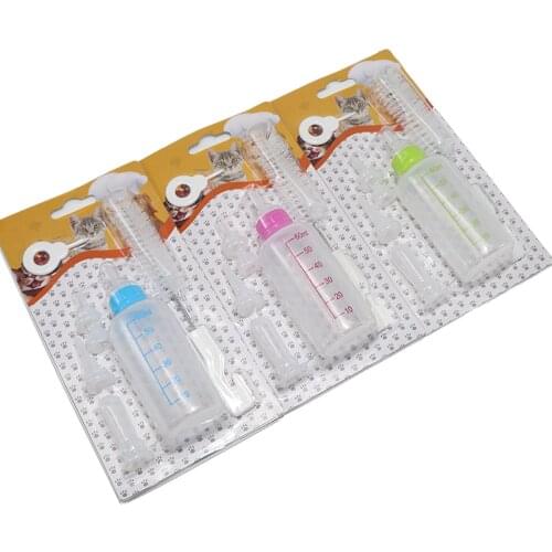 1Set Newborn Pet Silicone Baby Bottle Set With Cleaning Brush Spare Pacifer New born Dog Cat Kitten Puppies Pet Feeding Supplies