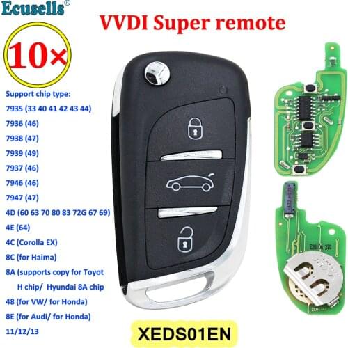 10PCS/LOT Xhorse XEDS01EN VVDI Super Remote with XT27 XT27A66 Chip Work for VVDI2 /VVDI MINI Key Tool/VVDI Key Tool Max