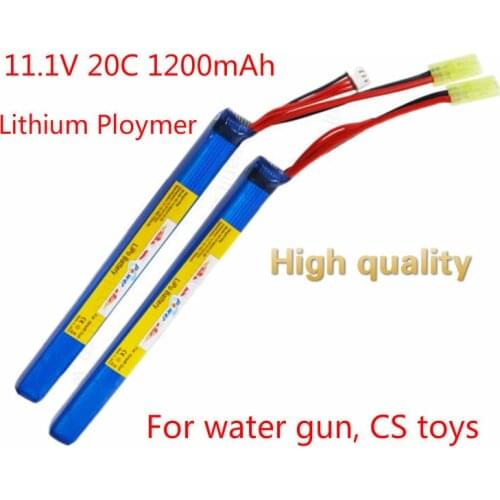 11.1V 20C 1200mAh Li po battery Long strip lithium polymer battery water gun CS toy batteries Water bullet soft bullet gun AK47