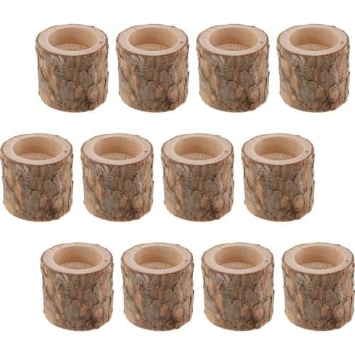 12pcs Natural Tree Stump Wooden Candle Holder Tea Light Candlelight 5cm