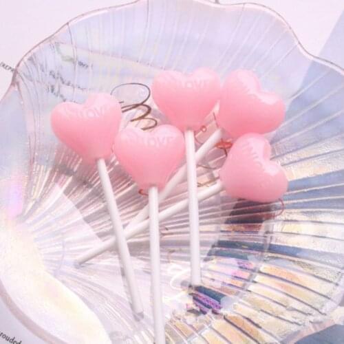 12pcs/lot 73mm*23mm Cute Lollipop Charms Transparent Heart Shape Glitter Resin Candy Accessories Jewelry Diy