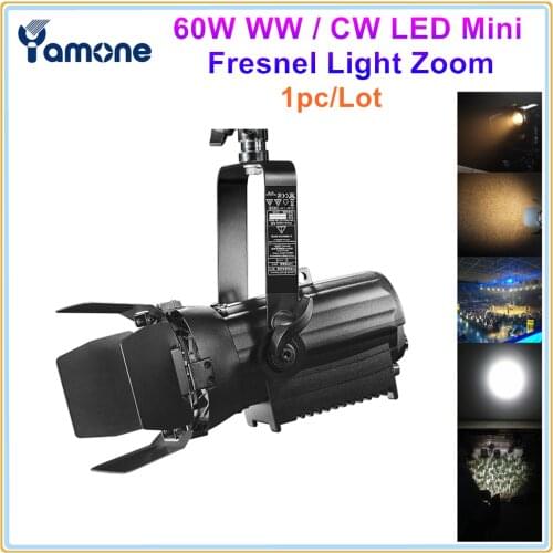 1X 60W WW CW Mini Led Fresnel Spotlight Portable LED Profile Spot Zoom Studio Photo Video Fresnel Theatrical Light Equipment