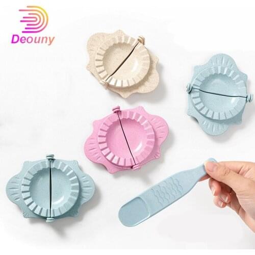 DEOUNY 2 Pcs Wheat Straw Dumpling Maker Device Kitchen Accessories Portable Non-Toxic Jiaozi Pierogi Mold Clips Baking Tools PP