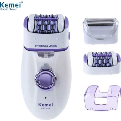 Kemei 2 In1 Women Electric Epilator Lady Shaver Hair Remover Facial Body Leg Hair Pulling Depilatory Device Bikini Trimmer Razor