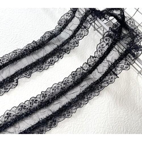 4cm 4Meters/lot Deep Beige Lace Trimming Clothes Edge DIY Mesh and Cotton Embroidered Flower Material X352