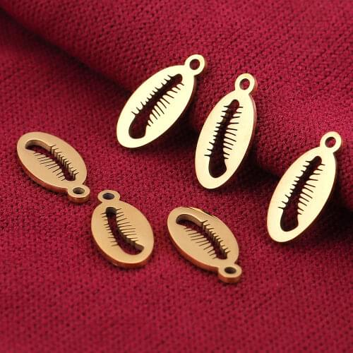 5pcs/lot Gold Stainless Steel Shells Charms Pendant Earring Charms for Jewelry Making Bulk Bracelet European Make Up Designer