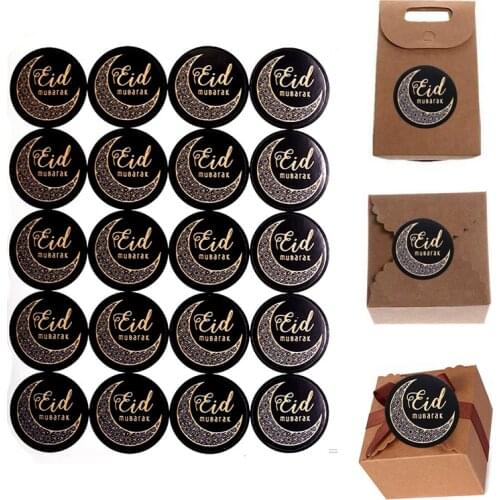 60Pcs EID Mubarak Ramadan Decor Stickers Kareem Paper Seal Sticker Label For Islam Muslim Festival Party Gifts Box Bag Decor Tag