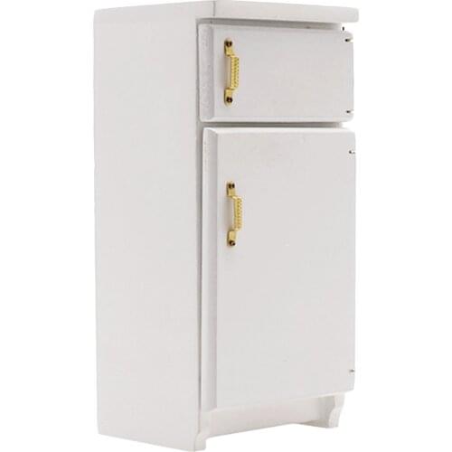 Dollhouse Accessories, 1:12 Dollhouse Kitchen Miniature White Refrigerator Furniture Model
