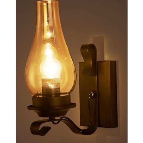 American Country Aisle Bedroom Creative Bedside Glass Wall Iamp Retro Industrial Wind Ioft Bar Iight