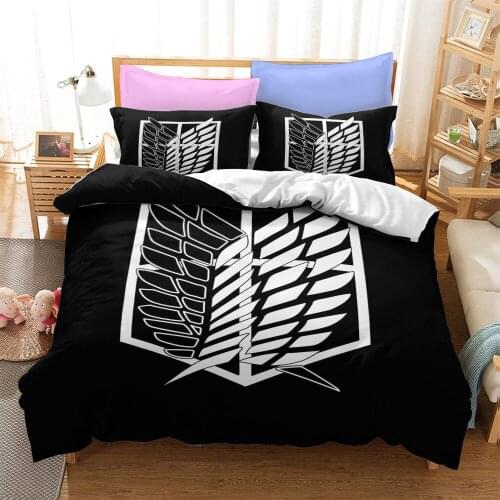 Anime Attack on Titan 3D Printed Bedding Set Duvet Cover King Queen Full Twin Size for Kids Adults Baby Bedroom Decor