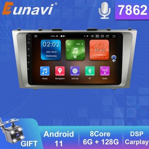 Eunavi 9inch HD Android 11 2Din Car Radio Multimedia Video Player For Toyota Camry 6 XV 40 50 2006 - 2011 GPS Head Unit Carplay