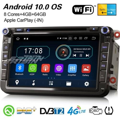 Erisin 6985 8-Core 8" Android 10.0 CarPlay Car Stereo DAB+GPS BT OBD2 WiFi OPS For VW Skoda Seat Golf 5/6 Polo Tiguan Passat EOS